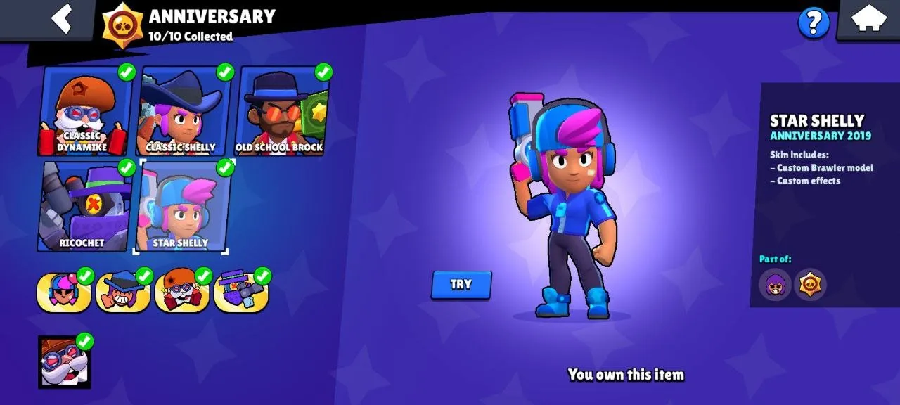 BS1581 //Director Buzz, Wizard Byron, Star Shelly, 13 Brawl Pass, 64 Max Power Brawlers, 87 Brawlers, 42195 Trophies