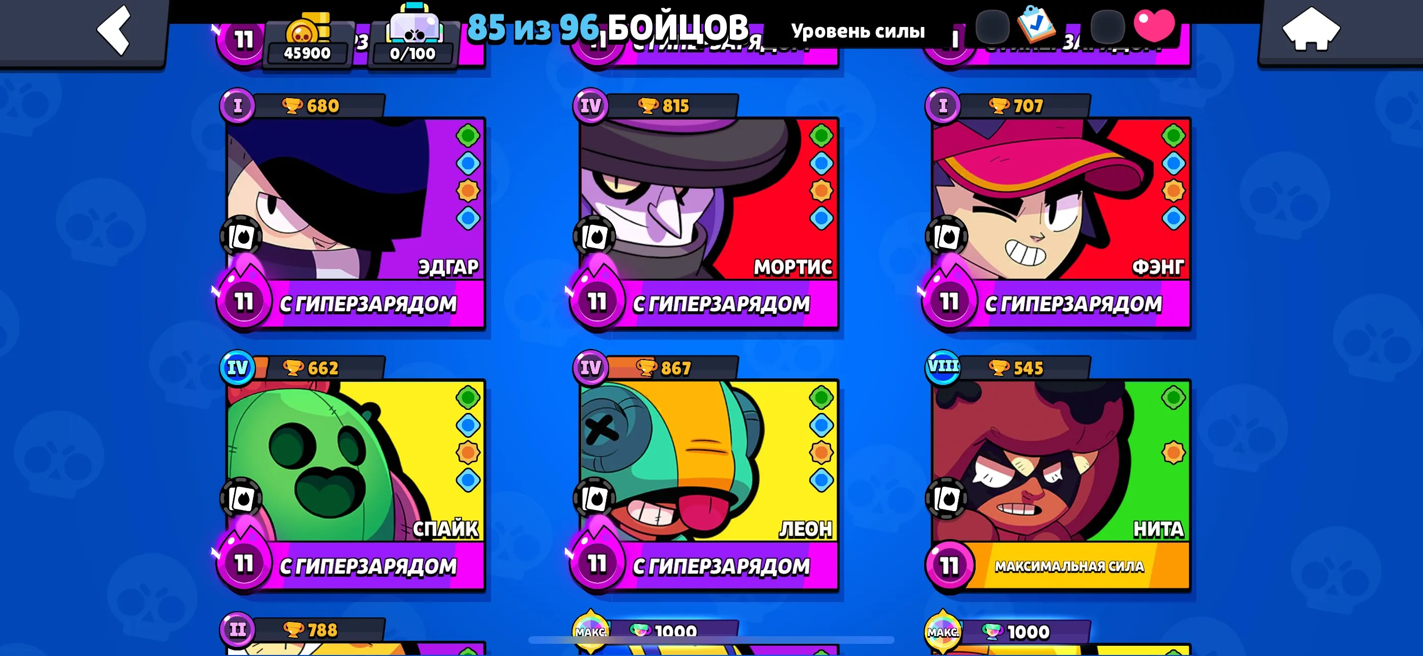 BS1572 //4 Hyper Skins | 85 Brawlers | Legendary and Exclusive Skins | 26 Brawl Pass Items | Donation Skins | Massive Resources