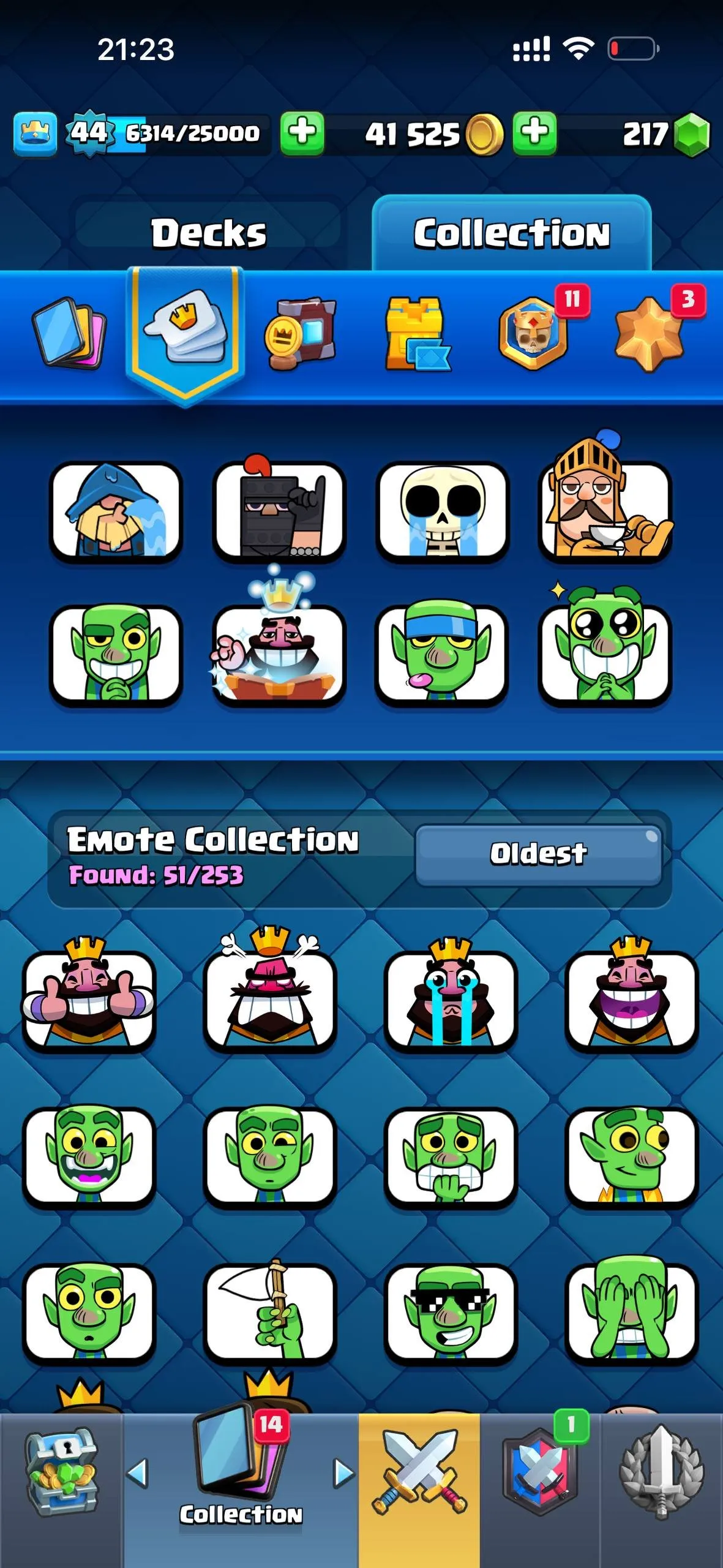 CR473 //21 Arena | 9 Evolutions | 51 Emotes | Level 44 | 119 Cards