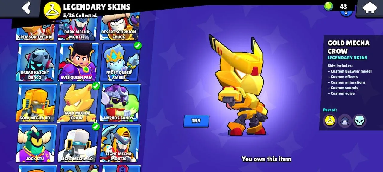 BS1581 //Director Buzz, Wizard Byron, Star Shelly, 13 Brawl Pass, 64 Max Power Brawlers, 87 Brawlers, 42195 Trophies