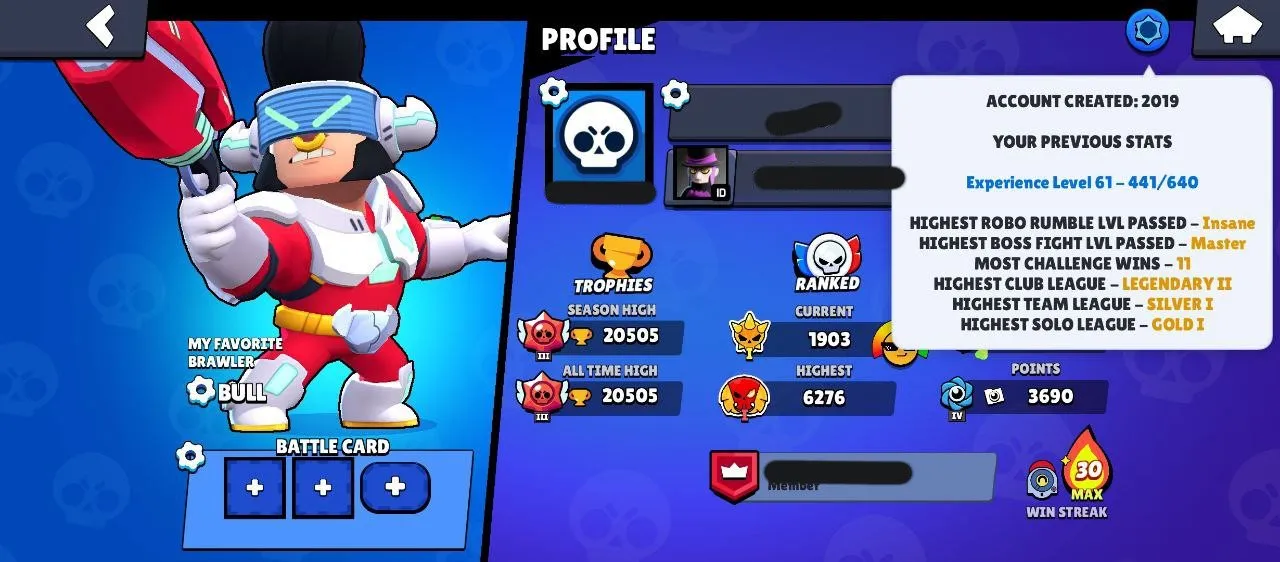 BS18714 //20K Trophies 63 Brawlers Rider Stu 100+ Skins 5K Blings 42 Gems Lv11 Brawlers Hypercharges Legend 1 Peak (130 chars)