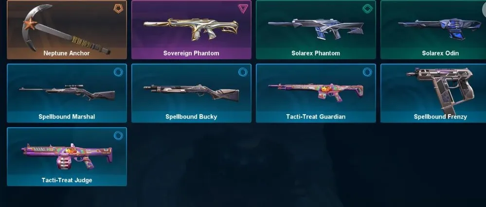 V67 //9 Skins - Neptune Anchor - Sovereign Phantom - Solarex Phantom - Solarex Odin - Spellbound Marshal - Spellbound Bucky - Tacti-Treat Guardian - Spellbound Frenzy - Tacti-Treat Judge