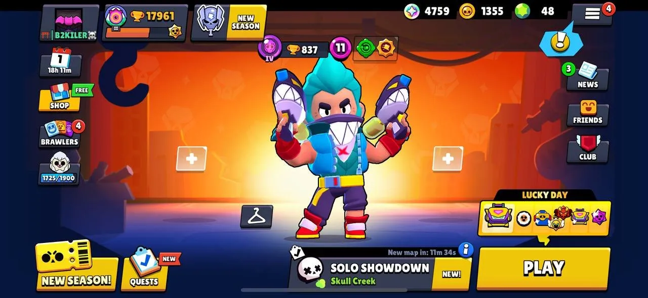 BS1727 //High Trophy 17k, 54 Brawlers, Hypercharge Skins Godzilla Buzz, Mecha Lotus Piper, Mecha Petal Piper, Mecha Rose Piper, Sovereign Rico, Angel Max