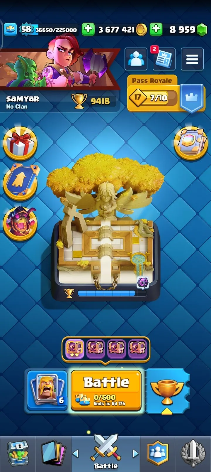 CR464 //KT 15 - LV 58 - 106 Max Cards - 9 Elite Cards - 9400 Trophies - 118 Cards - 8959 Gems - Arena 24