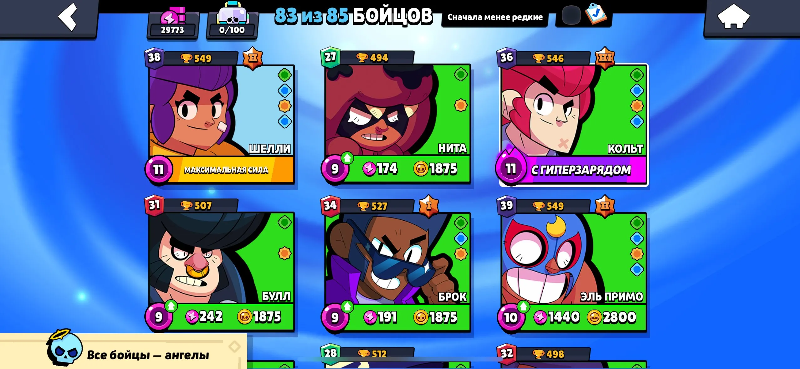 BS1744 //Top account 83 brawlers 30k cups 88 skins 9 characters to full