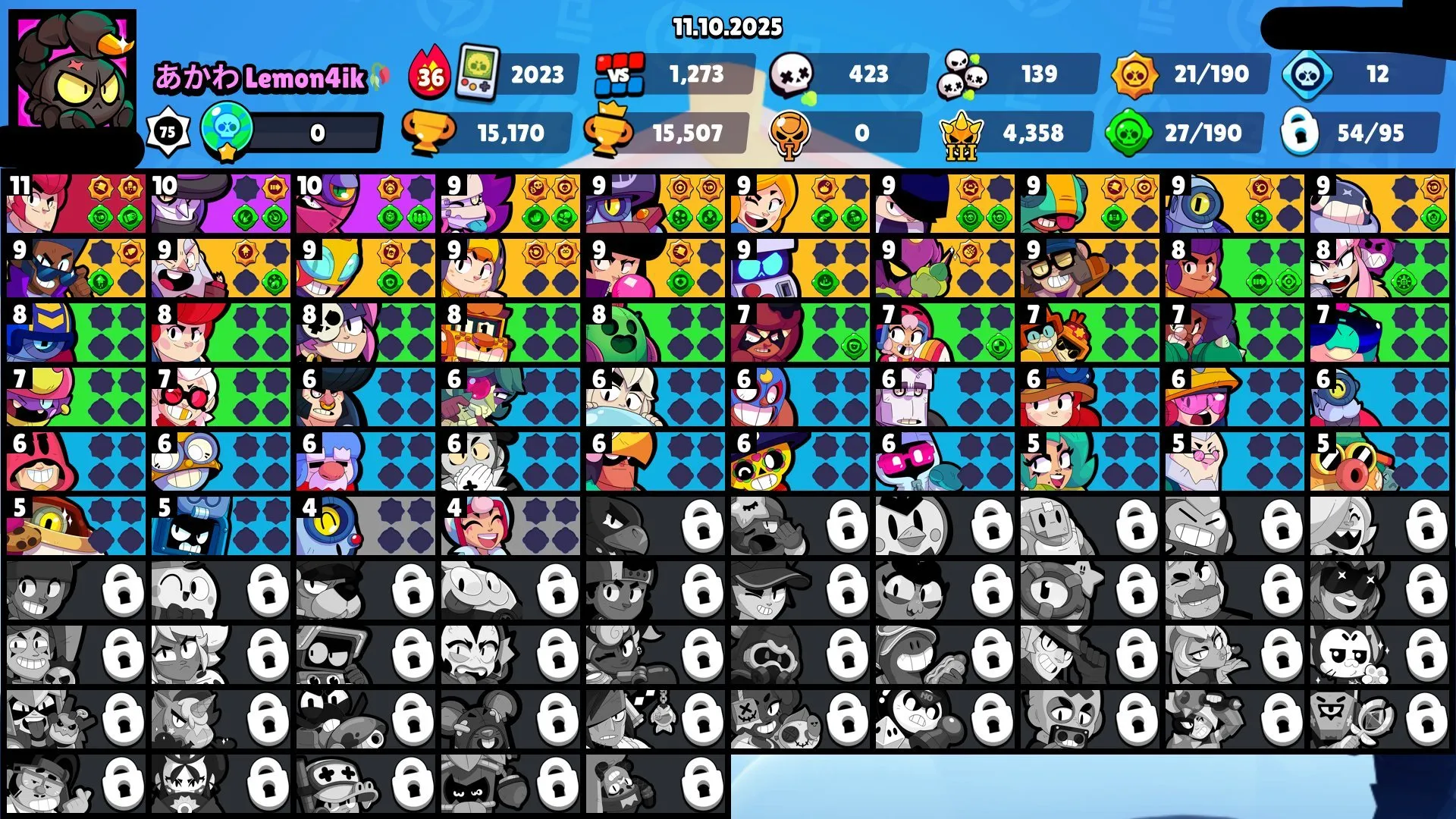 BS1695 //2020 Account 15170 Trophies, 54 Brawlers, Robomike, Godzilla Buzz, Busters Shelly, Tick Mech