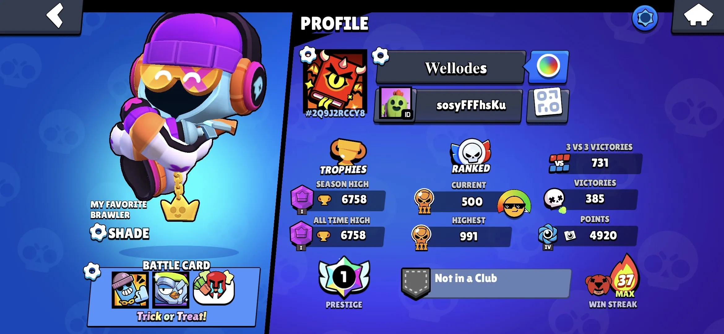 BS1649 //High Prestige 6.7k Trophies Account with Legendary, Mythic, Epic, Super Rare and Hypercharge Skins