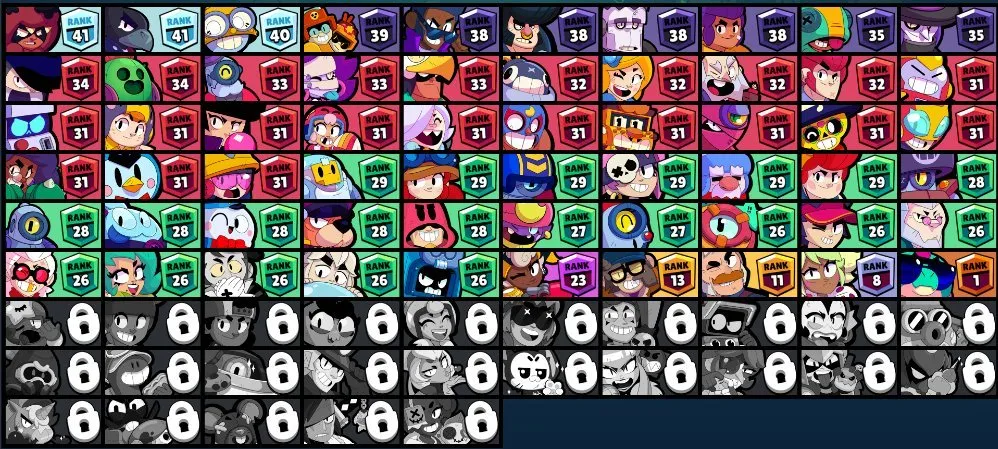 BS1846 //Lunar Piper star Caverne Frank star Runaway Gray star 46 skins star 28688 trophies star 59 brawlers star high ranks star many power 9-10 brawlers
