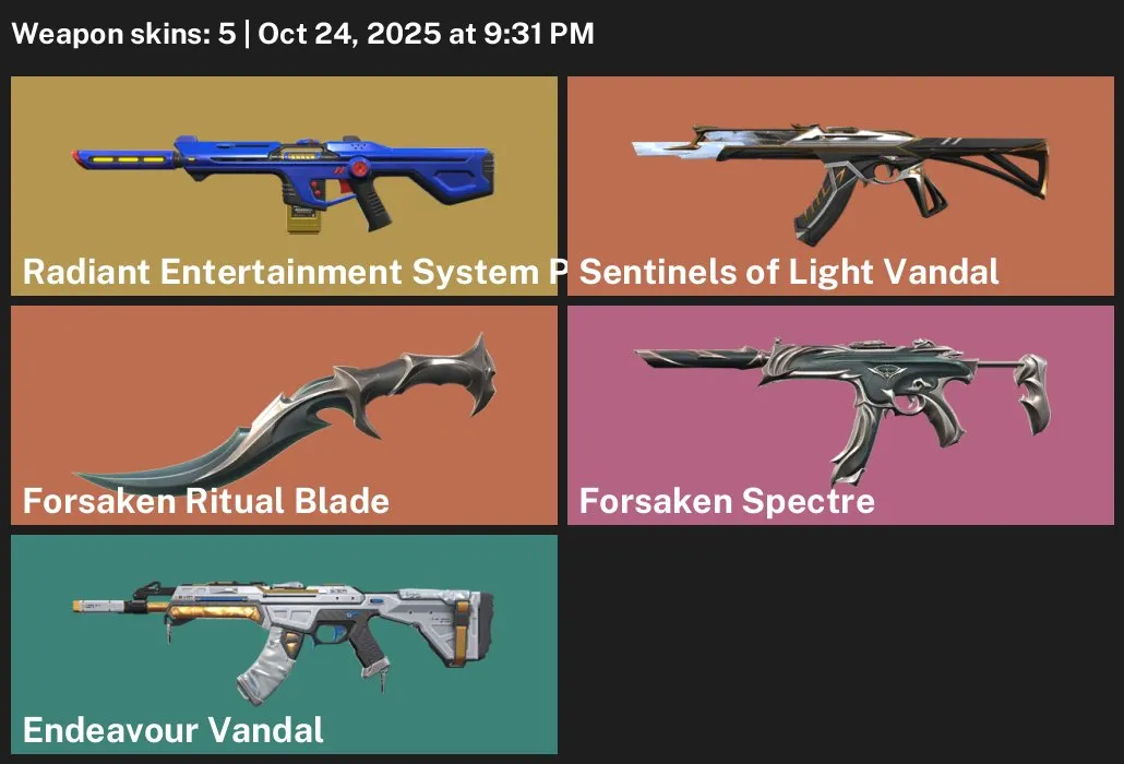 V26 //5 Skins, 2 Agents, EU, Forgotten Blade, Sentinels of Light Vandal, Radiant Entertainment Vandal