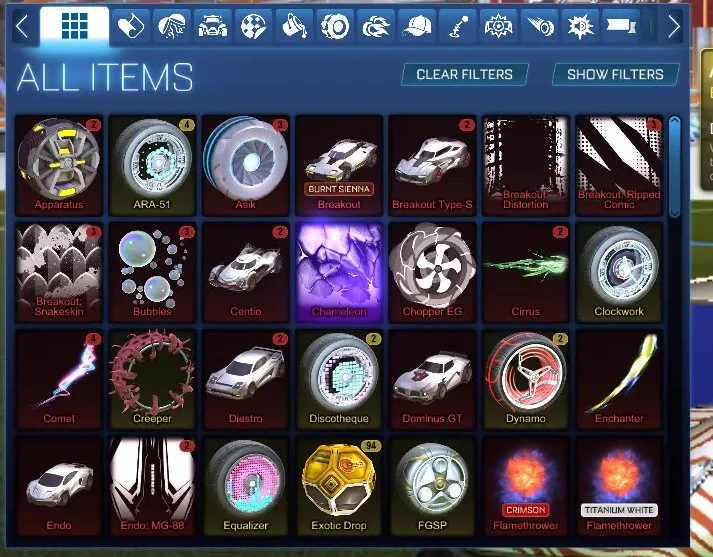 RL838 //ACC with Imperator DT5, Endo, Chameleon, Ninja Star, Octane MG-88, 90 Exotic Drops, Painted/Black Market