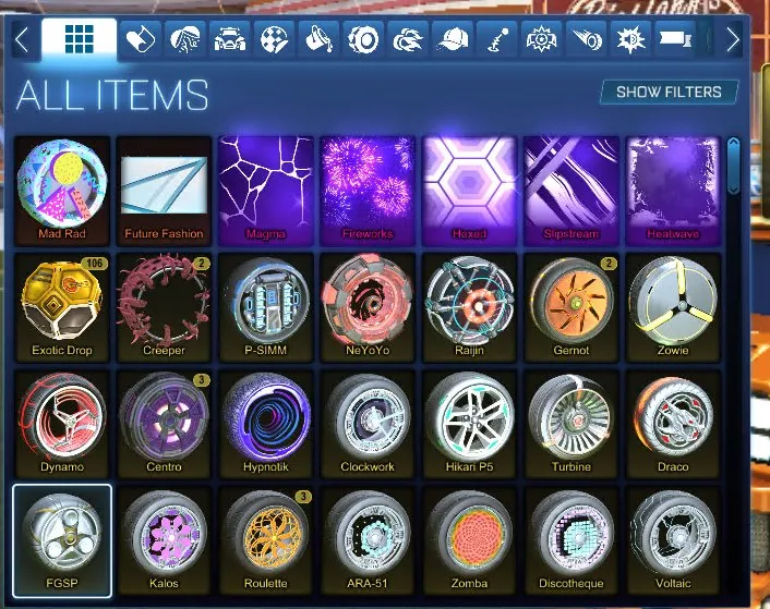 RL844 //Fennec, Dominus GT, 100+ Exotic Drops, Titanium White Flamethrower, Hexed, Slipstream, Draco, Zomba, FSL, Many Painted Cars