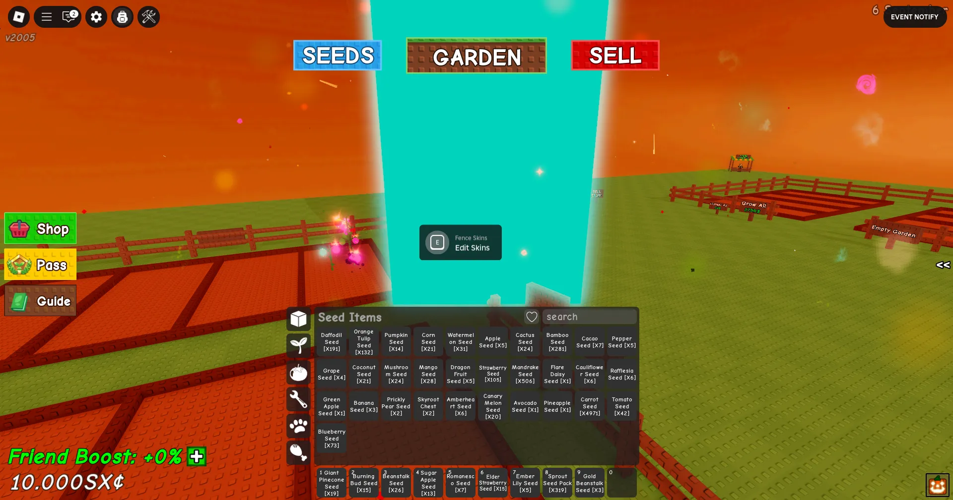 🏆 Grow a Garden ⸱ Roblox Account🌱Rare Seeds🌱+100 Pyrismatic Seeds💎+319 Sprout Seed Pack 🍀 Gold Beanstalk 🌸+150 Eggs 💎10 Sx Sheckles🚀instant Delivrey