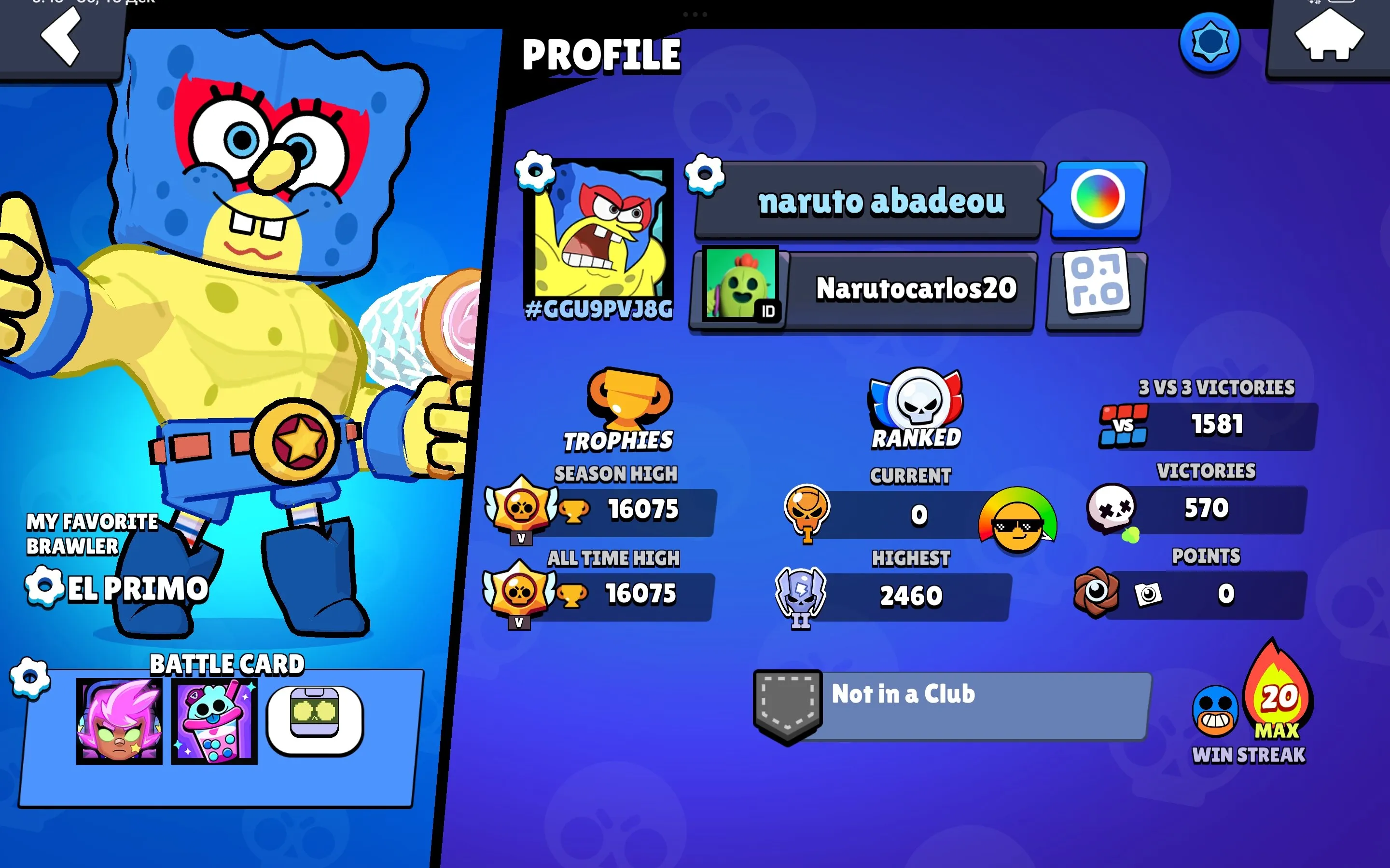 BS1761 //Max 16k Trophies 51 Brawlers 94 Skins 19 Hypercharge Spongebob El Primo Godzilla Buzz Surge Lightyear Panther Max Bibi RJ Fruit Samurai Kenji