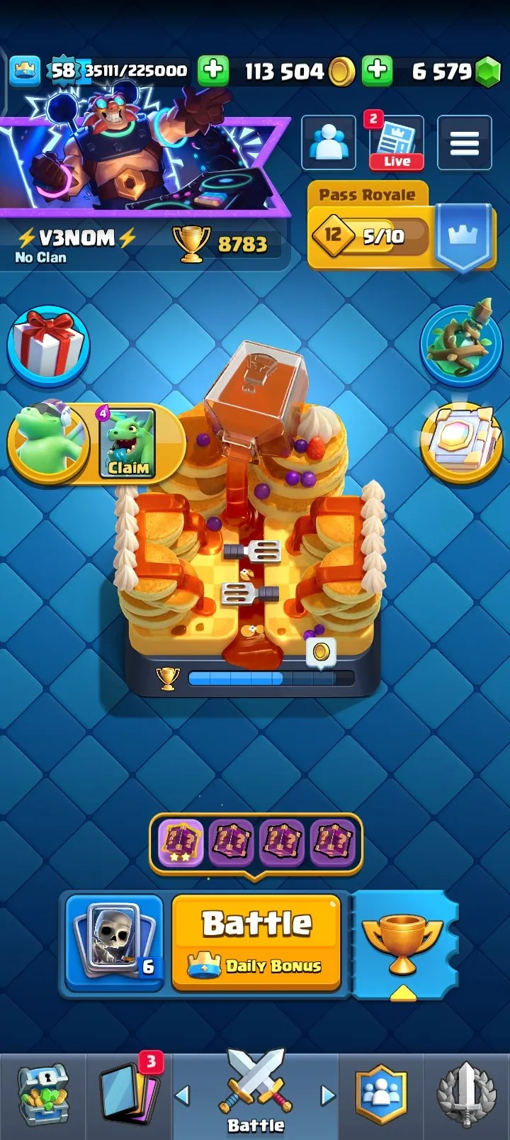 CR476 //KT 15 - LV 58 - 82 Max Cards - 11 Elite - 8780 Trophies - 6440 Gems - Arena 24