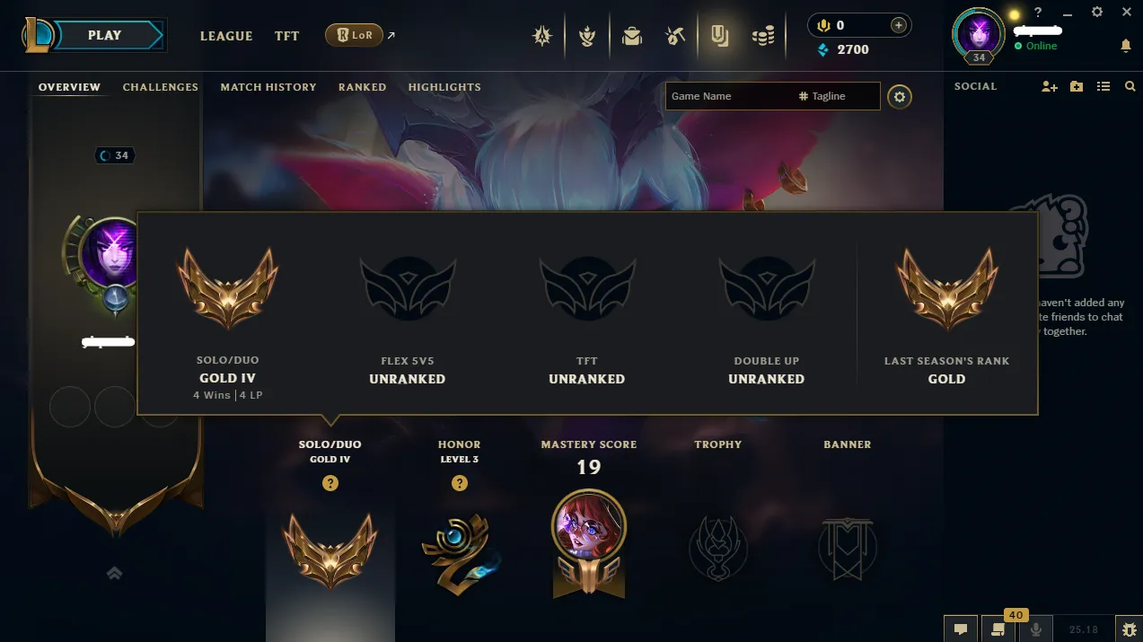 【 EUW 】∙ Gold IV ⚡ 50% Win Rate ⭐ 33 Champions ✨ 4 Skins ✅ Unverified Email 💎 Aged Account  🚚 Instant Delivery