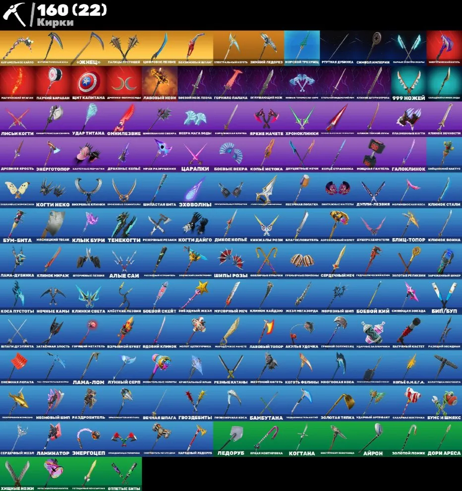 F1363 148 Skins, 121 Emotes, 160 Pickaxes, 130 Gliders 