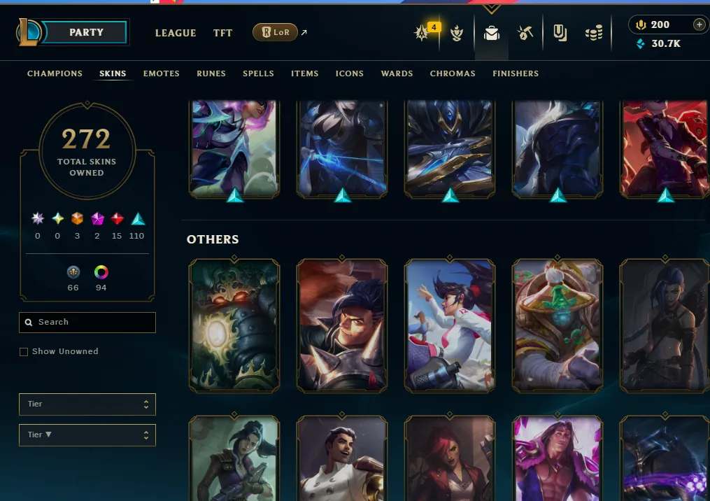 👑(EUW)PLA4 97LP (SUPER HIGH ELO) 🚀272 SKIN