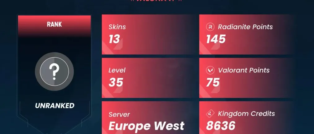 V80 //EU - 13 Skins - Prelude to Chaos Vandal - Immortalized Guardian - Coalition: Cobra Judge/Odin - Piedra del Sol Ghost/Bucky