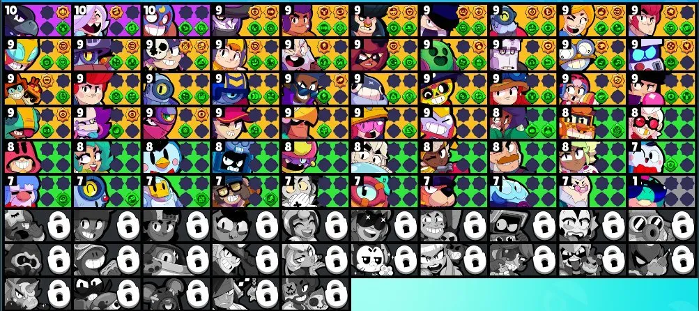 BS1846 //Lunar Piper star Caverne Frank star Runaway Gray star 46 skins star 28688 trophies star 59 brawlers star high ranks star many power 9-10 brawlers