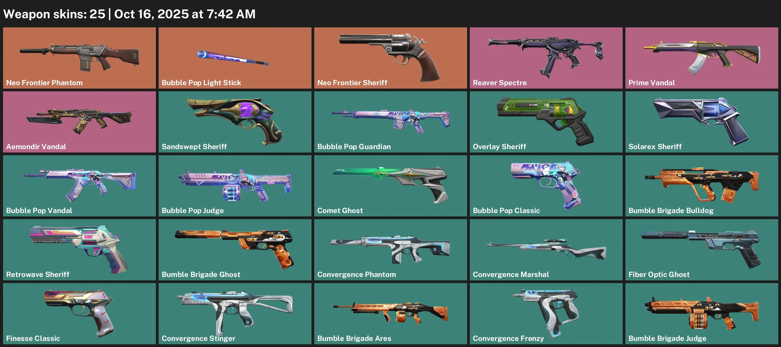 V44 //25 Skins – 22 Agents – EU – Prime Vandal – Aemondir Vandal – New Frontier – Bubble Pop Collection