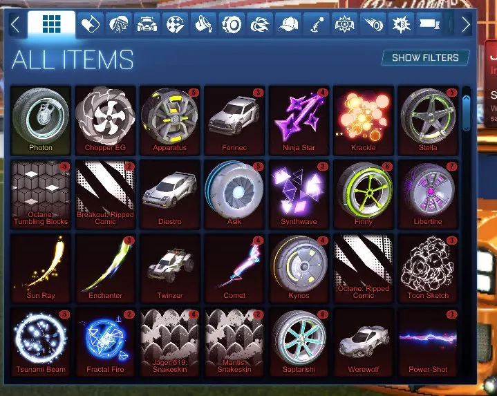 RL844 //Fennec, Dominus GT, 100+ Exotic Drops, Titanium White Flamethrower, Hexed, Slipstream, Draco, Zomba, FSL, Many Painted Cars