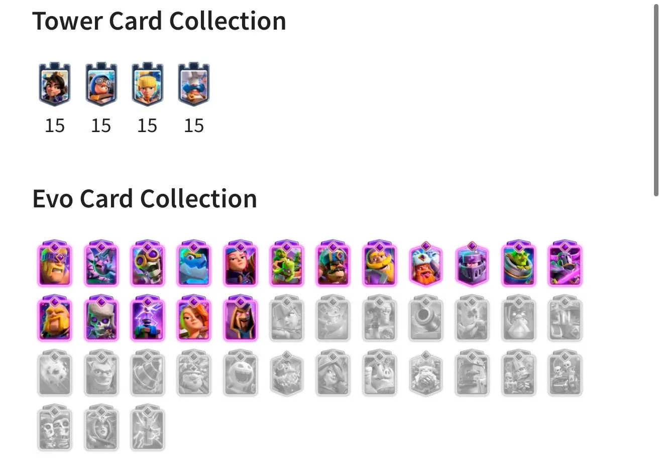 CR441 //Level 63 | Arena 23 | 42K EWC | 1.6K Gems | 17 Evolution Cards | 42 Max Level 15 Cards | 59 Level 14 Cards | 24 Legendary Cards | 77 Emotes | Rare Tower Skins