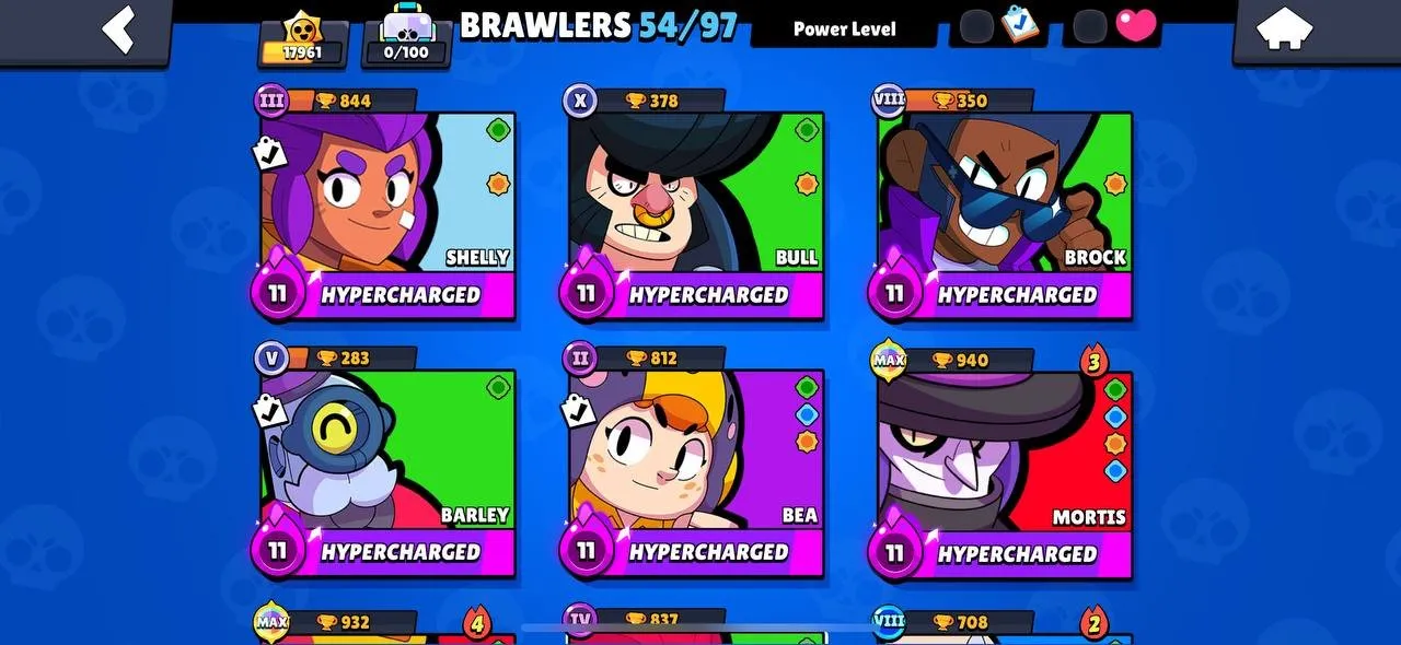 BS1727 //High Trophy 17k, 54 Brawlers, Hypercharge Skins Godzilla Buzz, Mecha Lotus Piper, Mecha Petal Piper, Mecha Rose Piper, Sovereign Rico, Angel Max