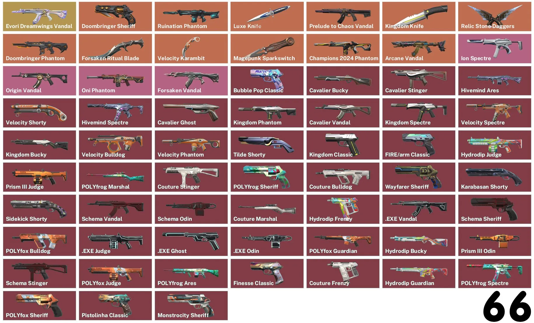 V16 //66 Skins - 22 Agents - 6 Knives - Spark Charopunk - Evori Dreamwings Vandal - Doombringer Phantom - Ruination Phantom - Oni Phantom
