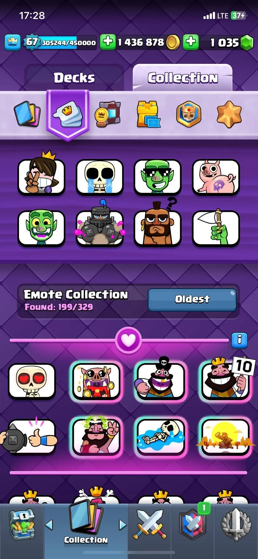 CR424 //Top Account | Level 67 | 18 Evolutions | 72 Cards Level 15 | 121 Cards Unlocked | Ultimate Champion