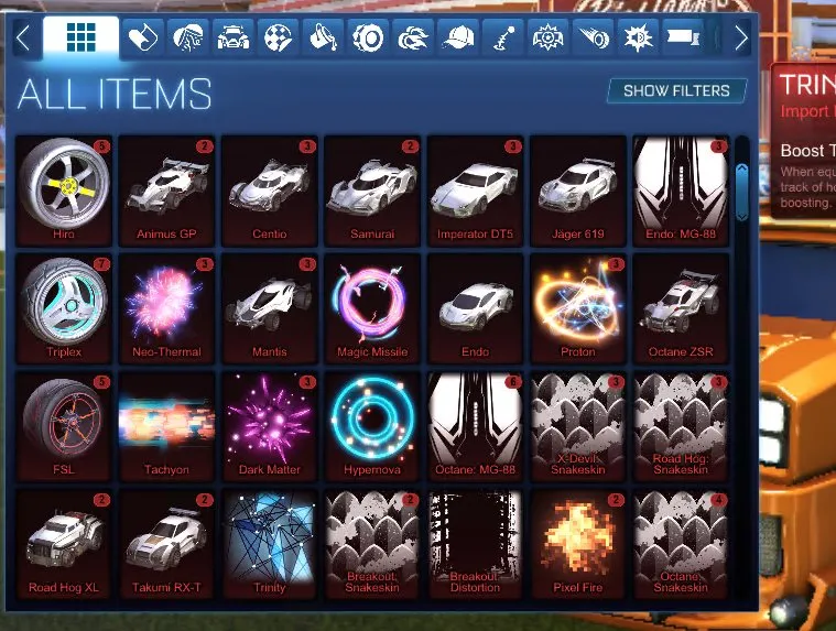 RL844 //Fennec, Dominus GT, 100+ Exotic Drops, Titanium White Flamethrower, Hexed, Slipstream, Draco, Zomba, FSL, Many Painted Cars