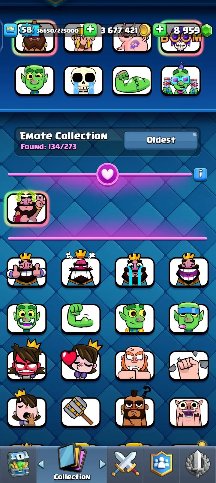 CR464 //KT 15 - LV 58 - 106 Max Cards - 9 Elite Cards - 9400 Trophies - 118 Cards - 8959 Gems - Arena 24