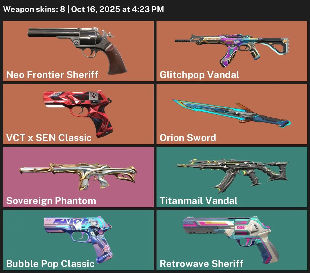 V27 //8 Skins, 22 Agents, VCT x SEN, Glitchpop Vandal, Orion Sword, EU, Level 103
