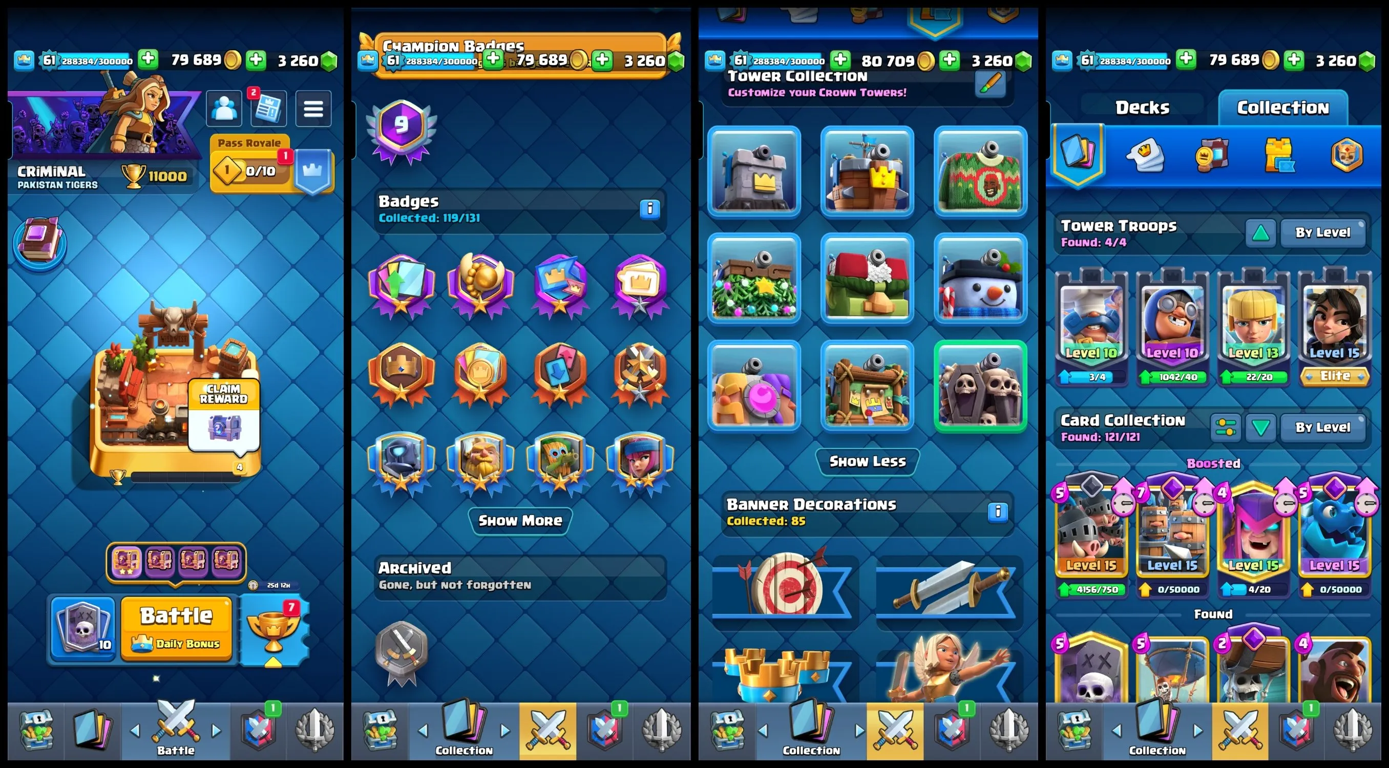 CR450 //KT 15, Rarest Emotes, 21 Evolution Cards, 32x Level 15 Cards, 61x Level 14 Cards, 3.2k Gems, Name Change