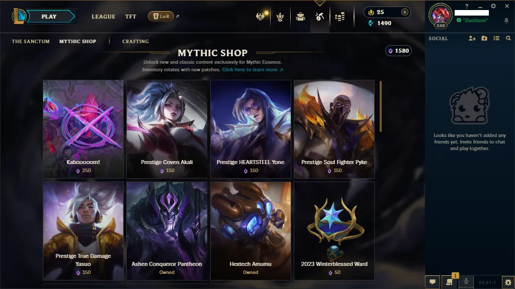 🏆EUW [SE15] Unranked 🚀  level 548 🔥Full Champ 🔥 511+ Skins (103 loot)🔥Mythic Essence 1580 🔥Full Recovery Info