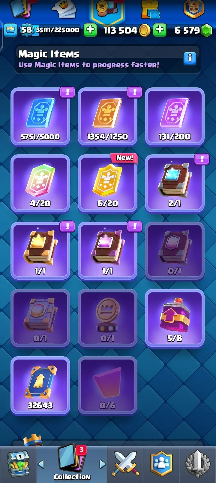 CR476 //KT 15 - LV 58 - 82 Max Cards - 11 Elite - 8780 Trophies - 6440 Gems - Arena 24