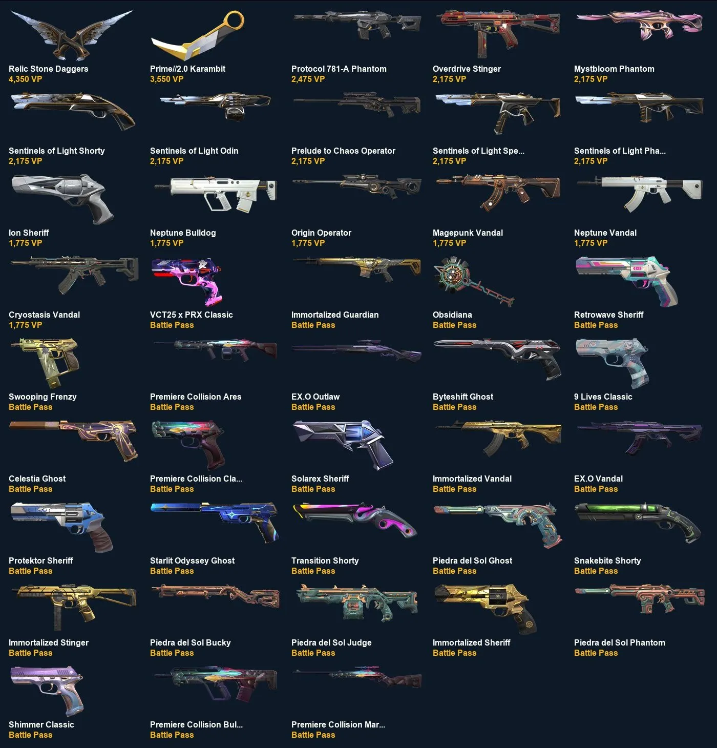V116 //Cryostasis Vandal, Sentinels of Light, VCT Classic, More (43 Skins), All Agents