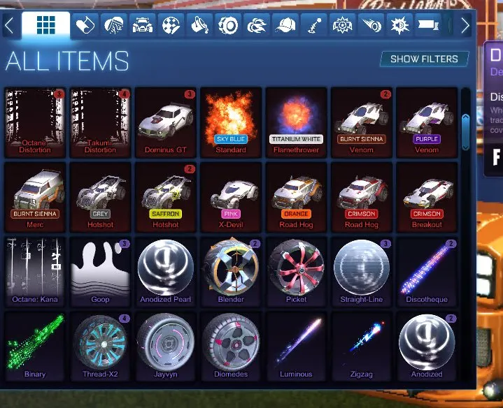 RL844 //Fennec, Dominus GT, 100+ Exotic Drops, Titanium White Flamethrower, Hexed, Slipstream, Draco, Zomba, FSL, Many Painted Cars