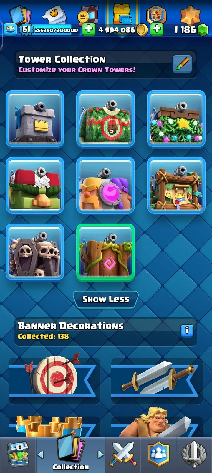 CR453 //Level 61, King Tower 15, 18 Evolution Cards, 28 Elite Cards, 99 Max Cards, 12000 Trophies, All 121 Cards Unlocked, 1019 Gems