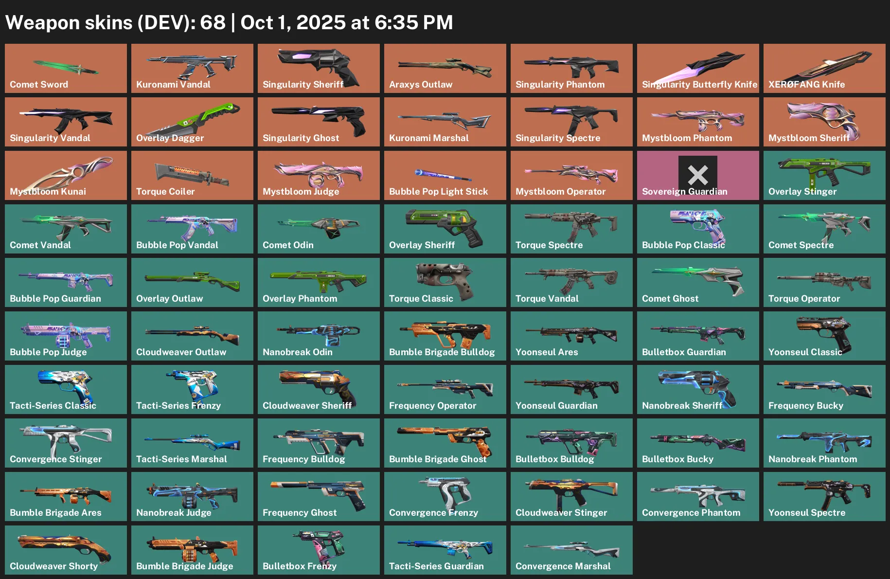 ASIA/SEA/OCE | 68 Skins + 7 Knives | Kuronami Vandal | Singularity Bundle | Mystbloom Bundle | XEROFANG Knife | Araxys Outlaw | Sovereign Guardian