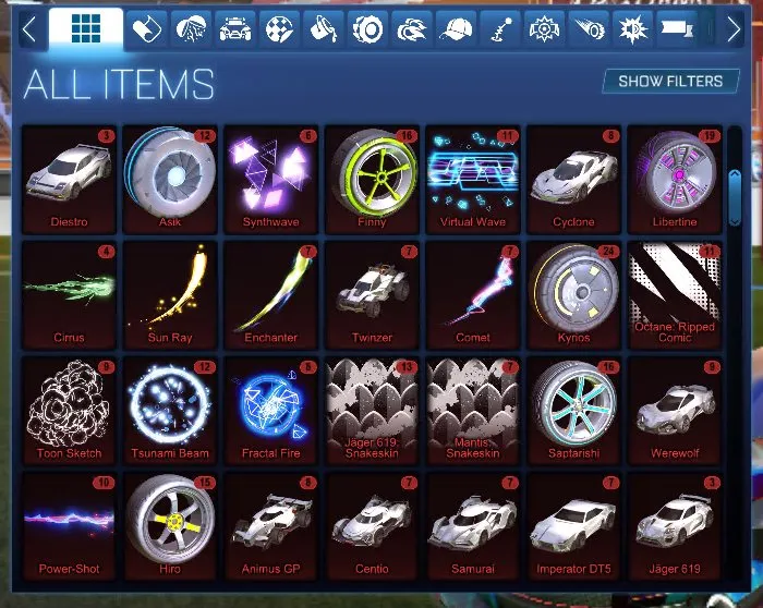 RL840 //LUXURY ACC TW Octane, Fennec, Titanium White Apex, 497 Chests, Fire God, Trigon, Hellfire, Dueling Dragons, Shattered, Mainframe, Draco, Zomba, Equalizer, Looper Wheels