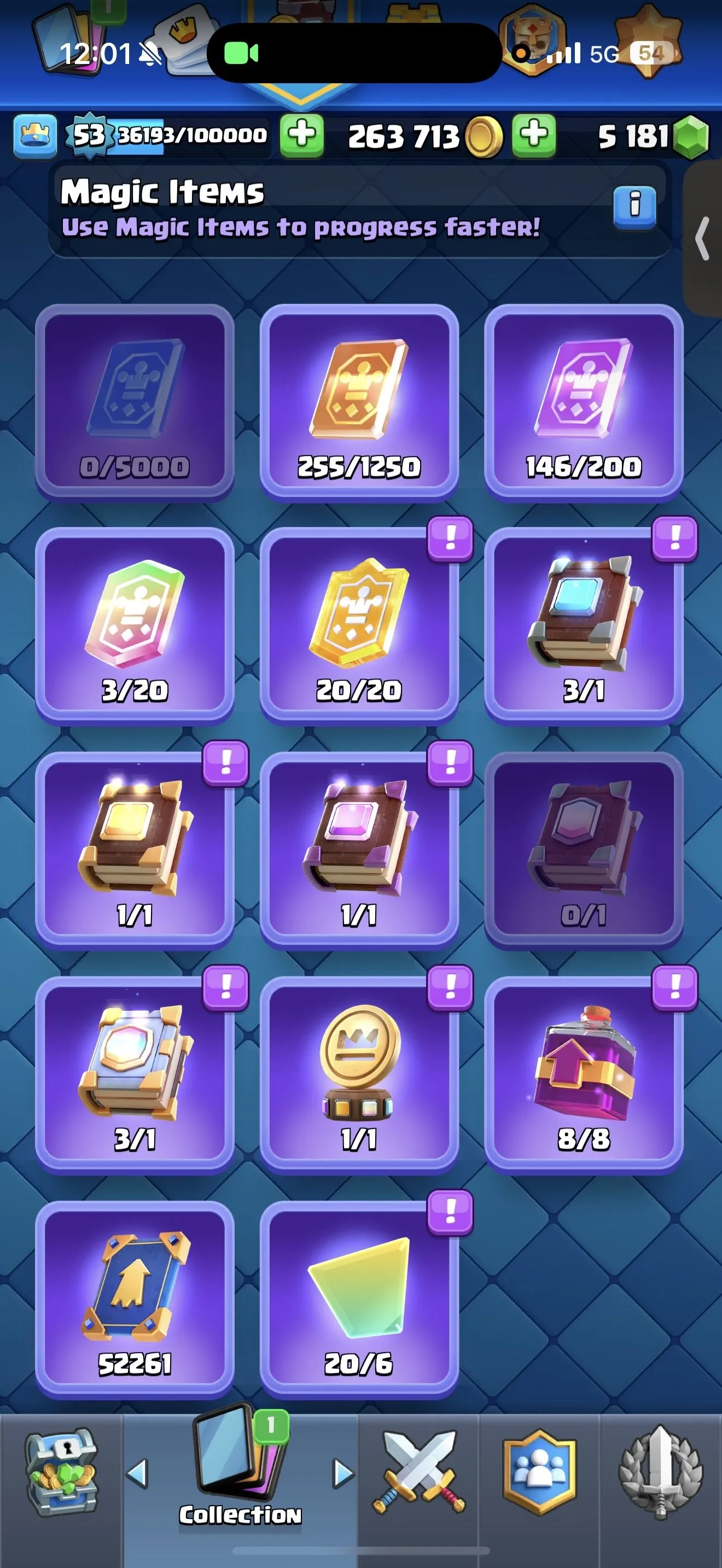 CR472 //9000 Trophies | Lv53 | MK9 AQ Bait Deck | 20 Shard Evo | 16 Evo | 5 Card Lv15 | 25 Card Lv14 | 64 Emotes | 9 Skin Tower | 3 Book of Book | 20 Wild Champion | 5181 Gems | 263,713 Gold