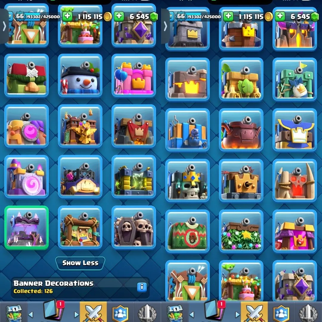 CR432 //CR495 Account with 21 EVO Legendary Cards, 65 LV15 Card Skins, 6.5K Gems, Level 66 with 10,000 Trophies, 29 Tower Skins, and Name Change