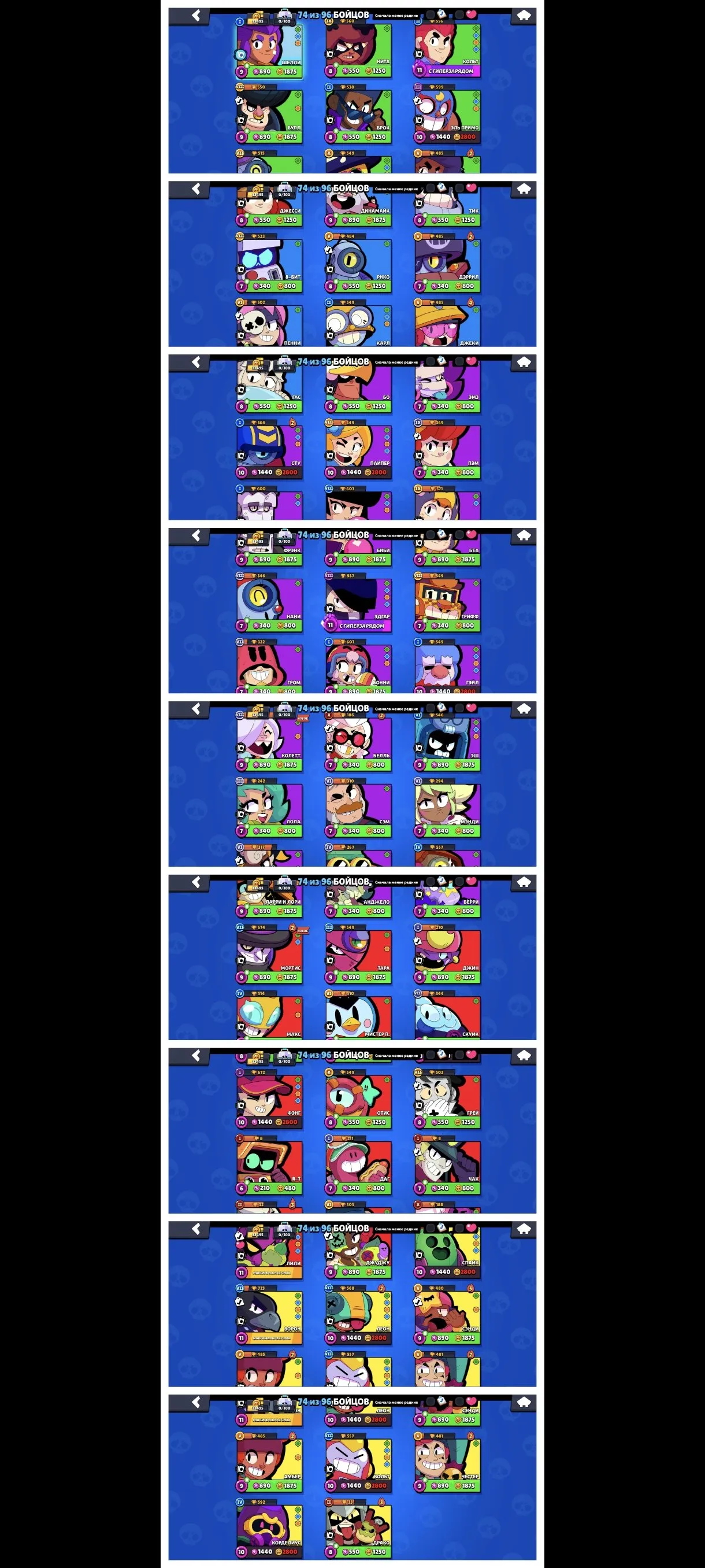 BS1552 //91 Skins | 33495 Trophies | Lily Max Rank | Shelly BP | Hypercharge, Legendary, Mythical, Epic, Super Rare and Rare Skins