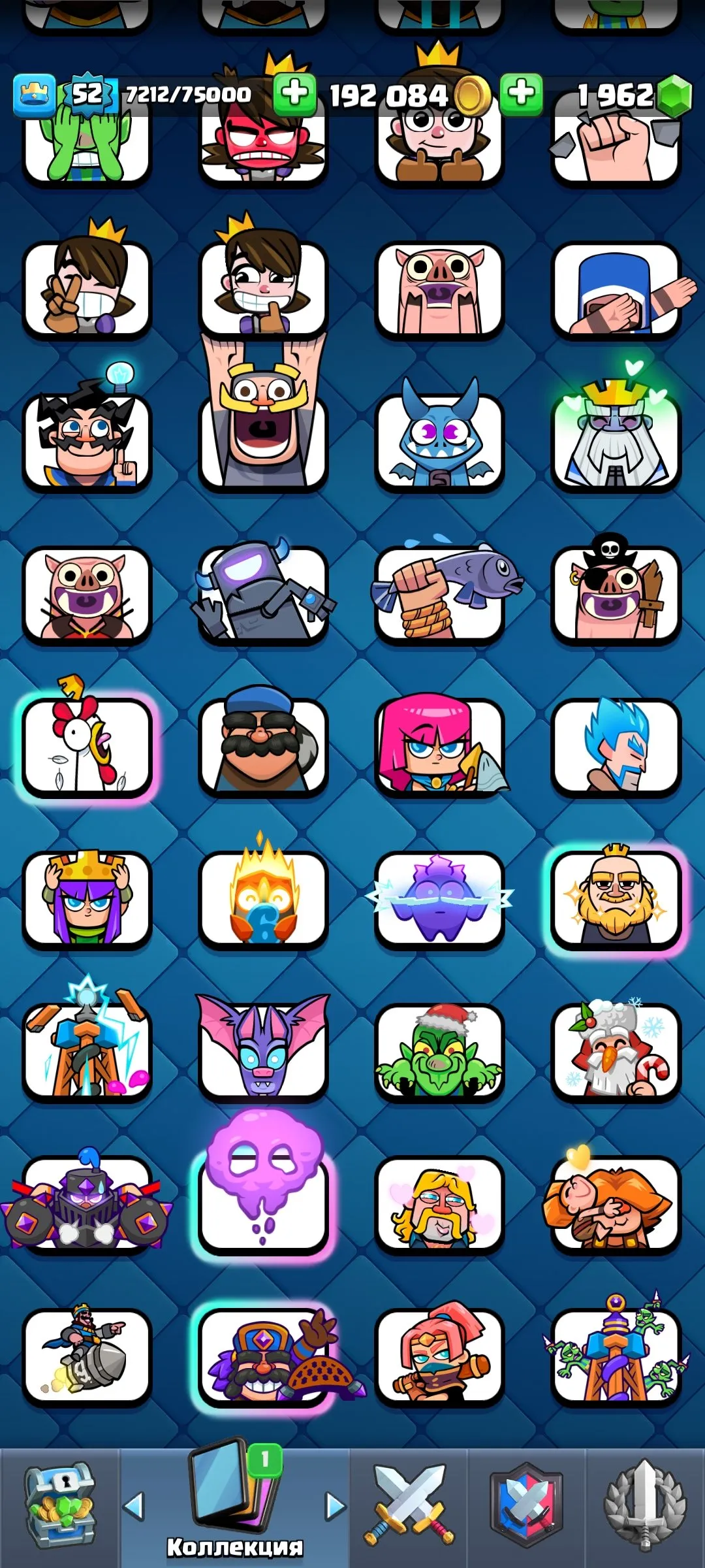 CR483 //Arena 23, 9100+ Trophies, Level 52, 11 Evolutions, 119 Cards, 19 Legendary Cards, No Name Change, 192,000 Gold, 1,962 Gems, 49 Emotes, 79 Champion Badges, Exclusive Tower Skins, Decorations