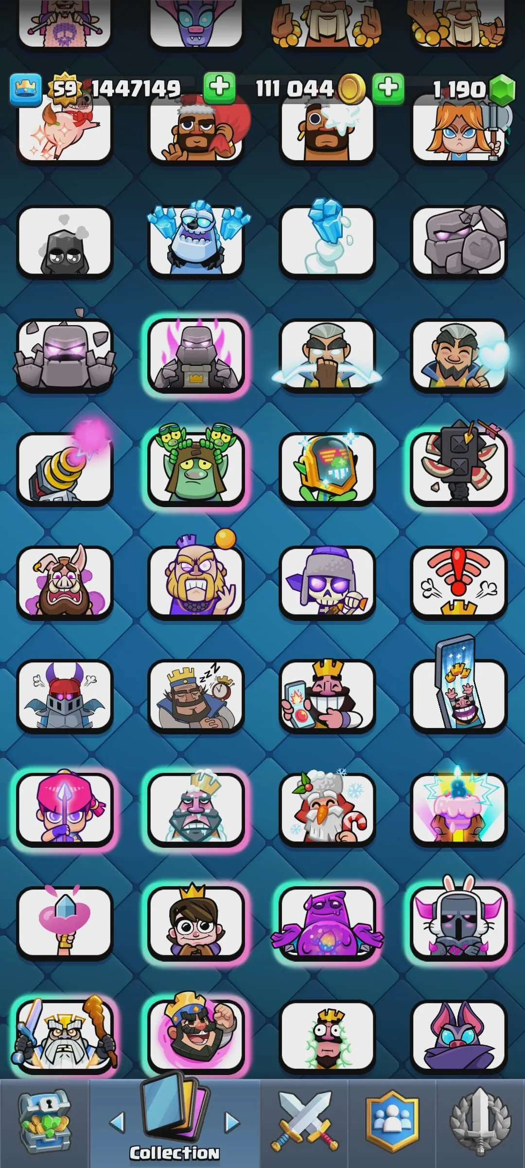 CR447 //18 Evolution | 19 Elite | 106 Max Cards | 157 Emotes | Name Change Available