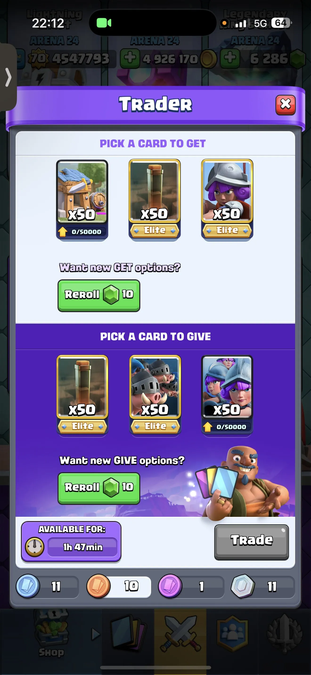 CR428 //CR460 10000 Trophies LV70 | 21 Evolution Cards | 6,286 Gems | Full Books | 18 Wild Champion | 100 Level 15 Cards
