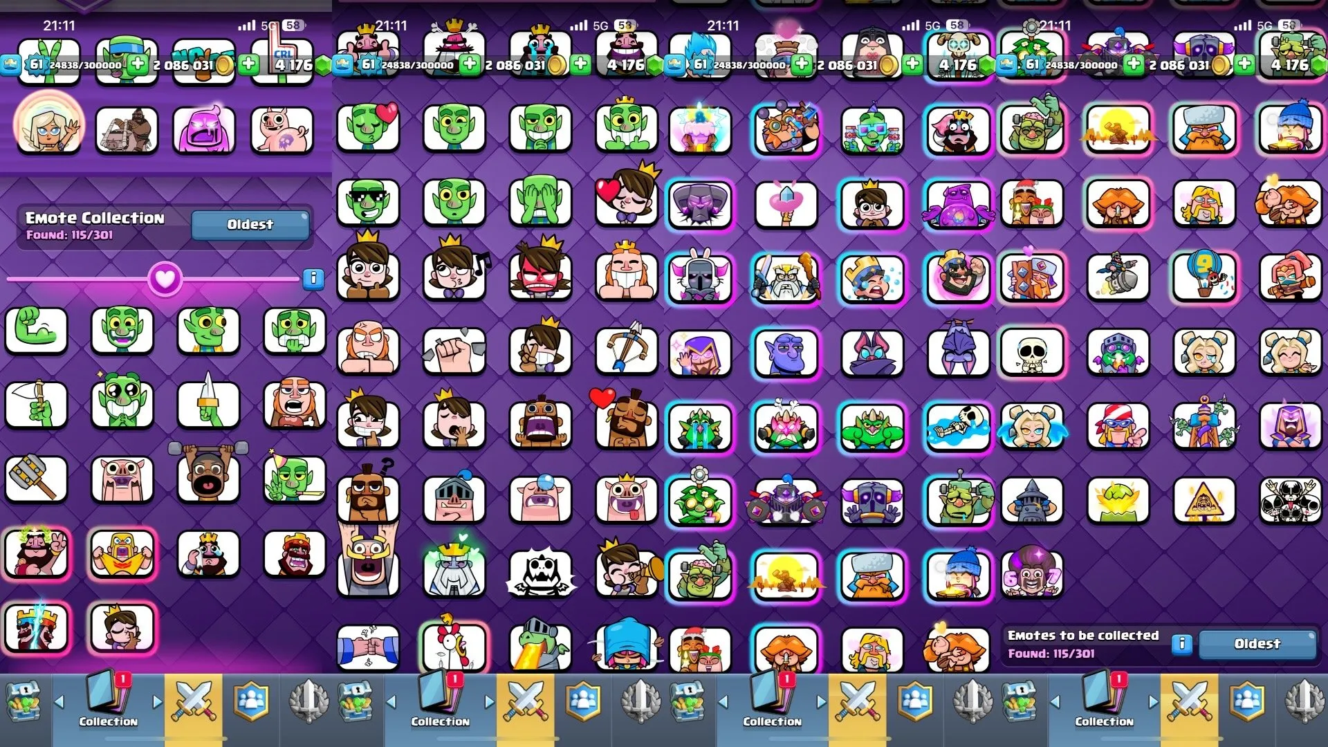 CR442 //Level 61 Account with 120 Cards, 21 Legendary, 19 Evolution Cards, Level 15 and 14 Cards, 368K EWC, 4,176 Gems, 10K+ Trophies, Arena 24, Name Change Available