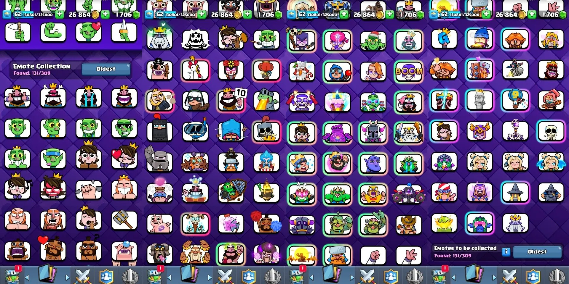CR443 //36 Max Level Cards, 19 Evolutions, 131 Emotes, 10+ Tower Skins, 62 Account Level, 52K EWC, 1706 Gems