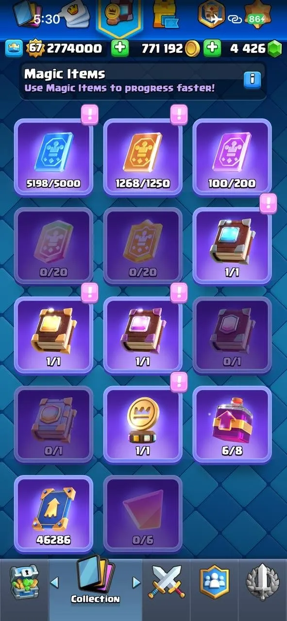 CR435 //Full Elite Max Account | 68 Elite Cards | 24 Evolution | 55 Level 14 Cards | 145 Emotes | All Magic Items Unlocked