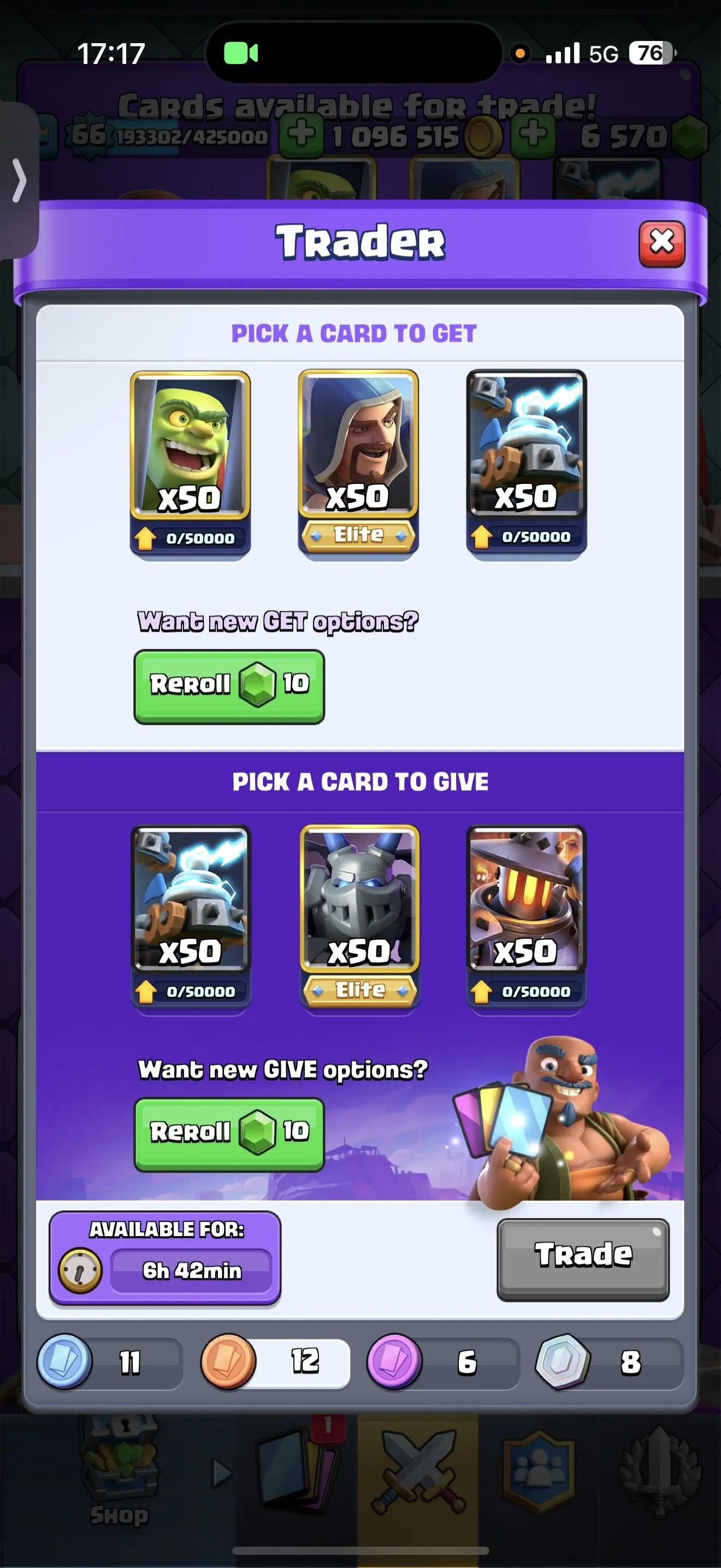 CR432 //CR495 Account with 21 EVO Legendary Cards, 65 LV15 Card Skins, 6.5K Gems, Level 66 with 10,000 Trophies, 29 Tower Skins, and Name Change